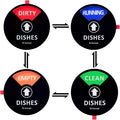 Kichwit Dishwasher Magnet Clean Dirty Sign Indicator with Running and Empty Options, Works on All Dishwashers, Non-Scratch Strong Magnetic Backing, Residue Free Adhesive Included, 4 Inch, Black