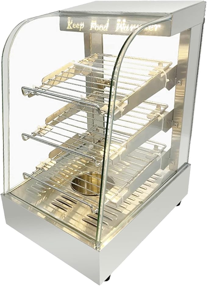 Countertop 15" Food Warmer Display Case 3 Shelf Hot Warming Showcase with Sliding Door and Water Tray,Commercial (15"(Silver))