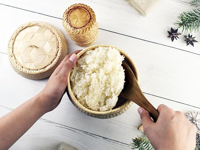 Sticky Rice Pressure Cooker Slow Cook Set Bamboo Basket Steaming Kit Recipe With Water (Size 6.5 in.)