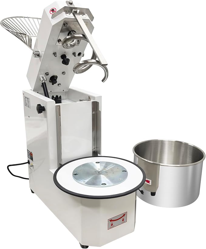 20L Commercial Dough Mixer with Dual-Speed Double-Action, 1.1KW Dough Kneading Machine, Stainless Steel Detachable Bowl, for Bakery Pizzeria Restaurant – 17.6 lbs Capacity