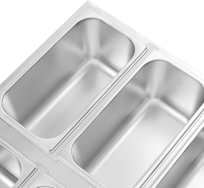 DYNAMI 110V 1500W Commercial Buffet Food Warmer,Large Capacity 6 Pan(1.8Gal*6) Stainless Steel Soup Warmer Electric Countertop Steam Table w/Intelligent Thermostat Design,for Parties Buffet Catering