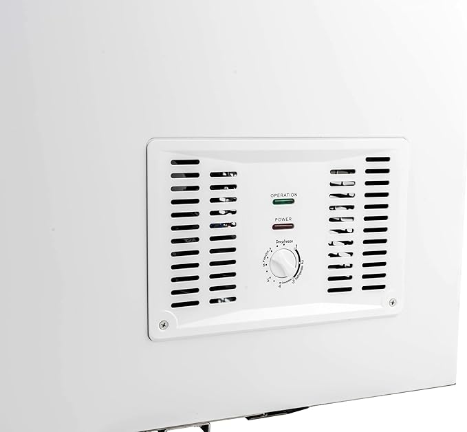 Hamilton Beach, 42.5 Cu. Ft. Chest Freezer- White, Garage Ready, TRIPLE door lid, Vinyl-Coated Baskets, Space-Saving Flat Back, Stay-Open, Front-Access Drain, for Storage, Hunting, Large Family