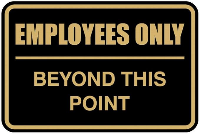 All Quality Classic Framed Employees Only Beyond This Point Wall or Door Sign | Easy to Install Business Signage - Small (Black-Gold) 1 Pack