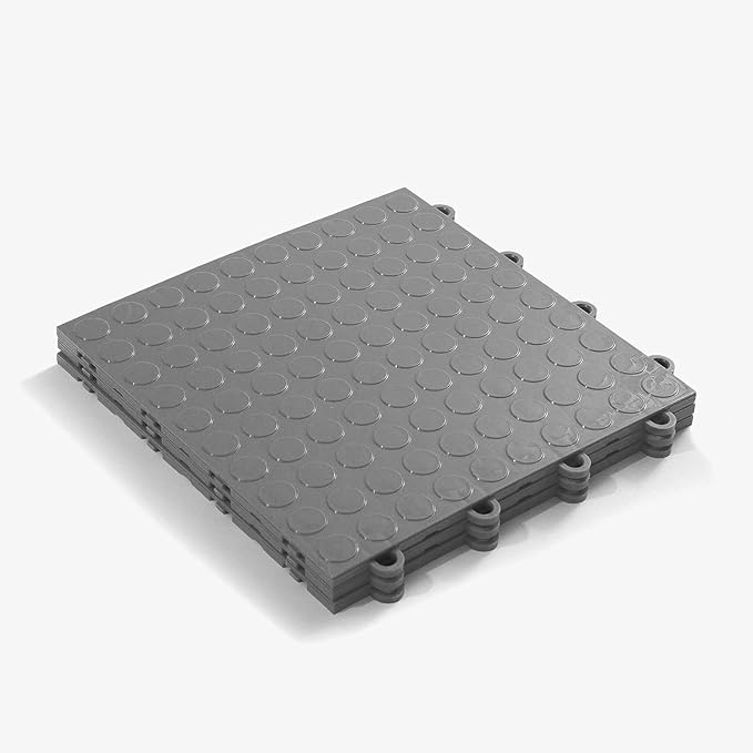 FlooringInc's Nitro 12"x12" Snap-Together Garage Flooring Tiles, Non-Slip Interlocking Plastic Garage Floor Mat, Garage Organization & Garage Storage, Coin Pattern, Graphite, 24 Tiles, 24 Sq/Ft