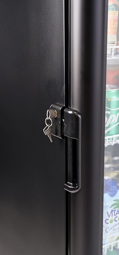 PremiumLevella PRF907DX Glass Door Display Refrigerator 9.0 cu ft Commercial Beverage Cooler Merchandiser With Customizable Lightbox - Black