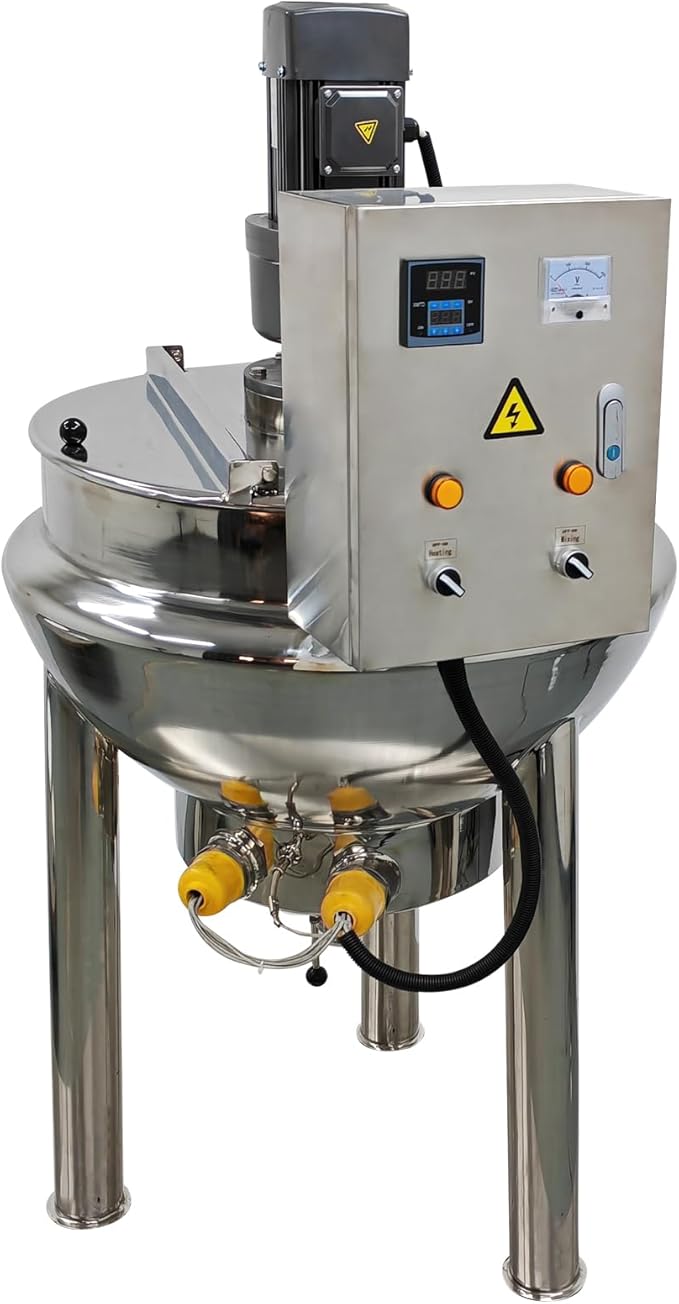220V 100L Electric Jacketed Kettle - Commercial Heating Cooking Machine for Soup, Beverages, Jams & Sandwiches - High-Efficiency Steam Pot, Food Warmer 26.5 Gallon