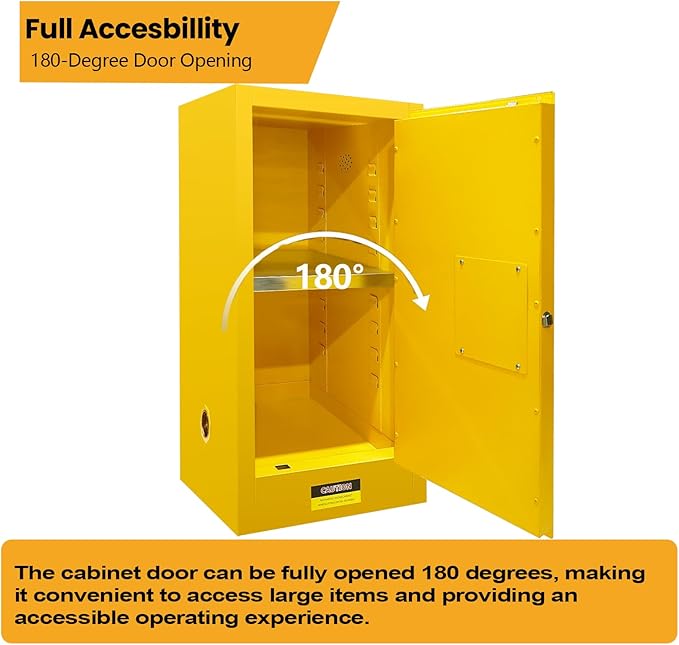 Flammable Safety Cabinet 38"H x 24"D x 24"W, Galvanized Steel Flammable Storage Cabinet, Adjustable Shelf Fireproof Cabinet, for Commercial Industrial Home Use
