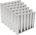 Pack of 6 Range Hood Filter, 19.5" W x 15.5" H 430 Stainless Steel Exhaust Range Hood Filter Commercial 5 Grooves Stove Hood Vent Filter Replacement for Kitchen Restaurants Silver