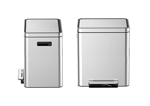 Dual Compartment Kitchen Trash Can with Lid 36l, Stainless Steel Step Trash Can with 2 Buckets, Soft-Close Foot Pedal Recycling Bin, Fingerprint-Resistant for Home, Kitchen, Office Waste Sorting