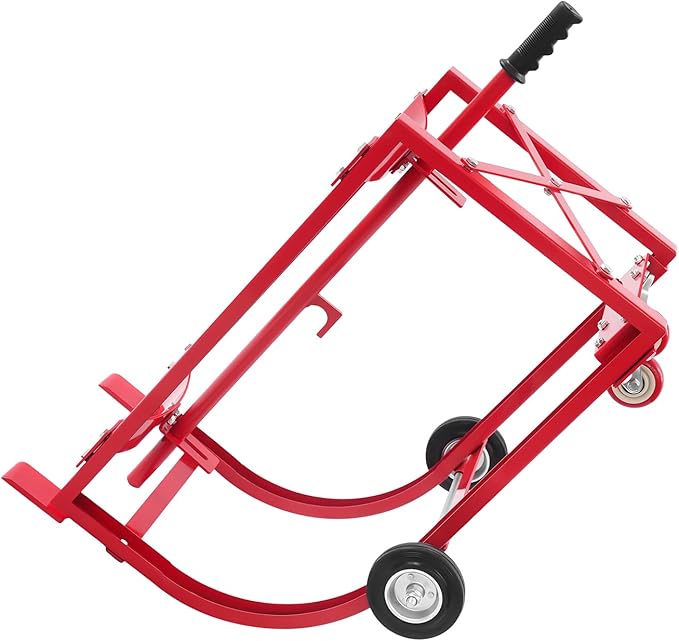 55Gal Drum Cradle, 600lbs Capacity Oil Drum Rack, Movable Barrel Cradle Stand with Four Wheels, Heavy Duty Steel Drum Dolly, Drum Rack for Workshops Factories Garages Warehouses