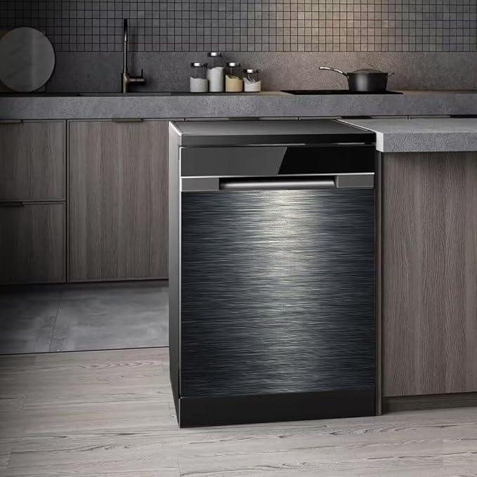 Stainless Steel Dishwasher Magnet Cover, Black Dishwasher Covers for Front, Magnetic Dishwasher Door Panel Decal - Kitchen Decorative Fridge Appliances Sticker, 23"x 26"