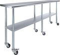 AmGood 84" Long x 18" Deep Stainless Steel Table with Casters