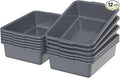 13 L Plastic Bus Tubs, Commercial Bus Box, 17.71" x 12.59" x 4.72", Grey, 12 Packs