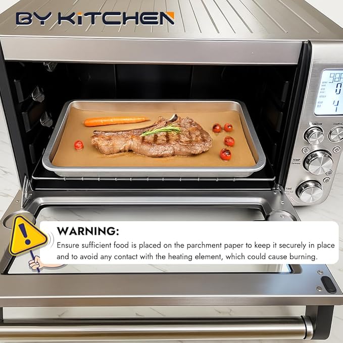 BYKITCHEN 200PCS 11 x 9in Air Fryer Parchment Paper Sheet Liners Compatible with Breville Smart Oven Air Fryer Pro BOV900BSS/ Cuisinart Airfryer Toaster Oven, Airfryer Toaster Oven Combo Accessories