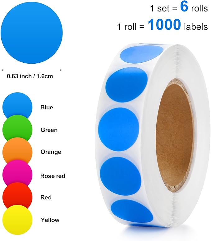 6000 Pcs Colored Dot Stickers, Circle Color Coding Labels, Garage Yard Sale Price Stickers, Office Classroom Decor Must Haves Supplies, Pricing Tag Labels