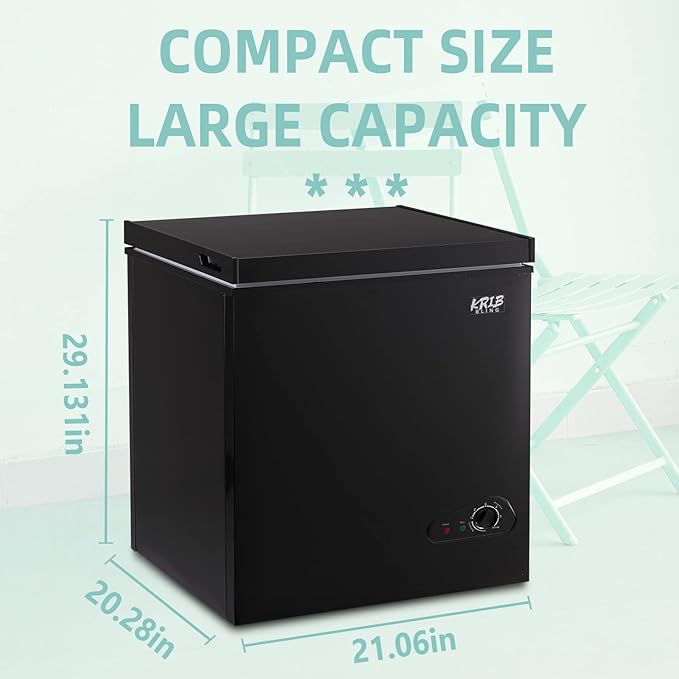 Compact Chest Freezer with Removable Basket, 5.0 Cu.ft Top Door Open Freestanding Deep Freezer with 7-Level Temperature Adjustment, Ideal for Home, Kitchen & Office, Black
