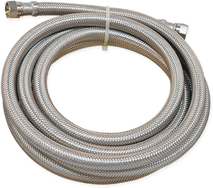 Eastman Dishwasher Installation Kit with Small Port, 1/2 Inch Compression, 3/8 Inch MIP Elbow, 1/2 Inch FIP Valve Adapter, 10 Foot Braided Stainless Steel Dishwasher Connectors, 69007
