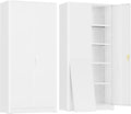 Greenvelly Metal Storage Cabinet with 2 Doors and 4 Adjustable Shelves, 72”H Metal Cabinet Lockable Storage Cabinet,Tall Locking File Cabinet for Office,Home, Garage, Gym, School