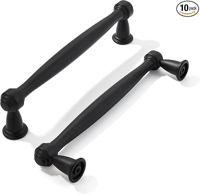khtumeware 10 Pack 5 Inch(128mm) Black Cabinet Pulls Black Kitchen Matte Black Cabinet Handles Kitchen Cabinet Hardware for Cupboard Drawer Handles Dresser Pulls