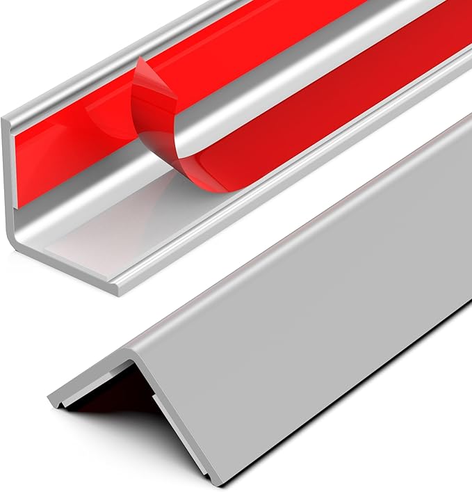 ‎Frychee Wall Corner Protector, Walls Edge Protector，Self-Adhesive Wall Corner Guards,PVC Double Side Edge Protector， Furniture Stairs Guard (Gray 2PCS 100cm/39.37in)