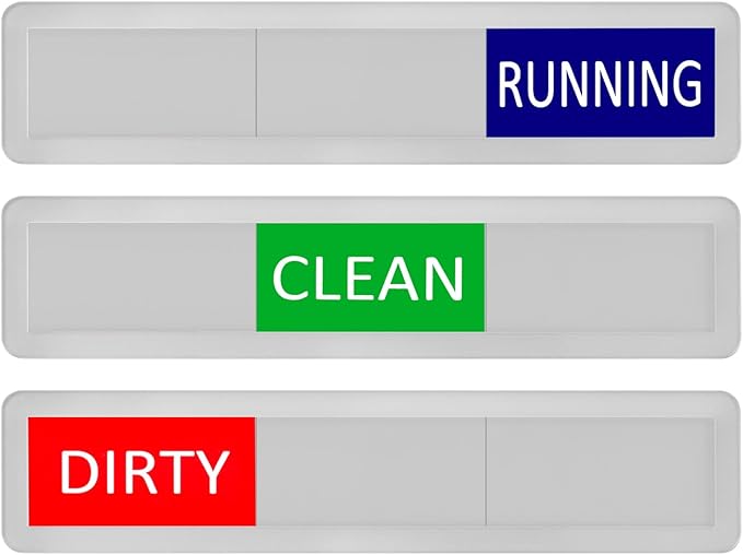 Kichwit Dishwasher Magnet Clean Dirty Dishwasher Running Sign, Works on All Dishwashers, 3 Options, Easy to Switch, Silver