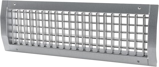 17" x 5" Grille for Round Spiral Duct - Galvanized Steel Register Vent Cover for HVAC Ducting System - 2 Way Adjustable Louver Blades - Air Duct Ventilation Grill Conditioner/Air Exhaust