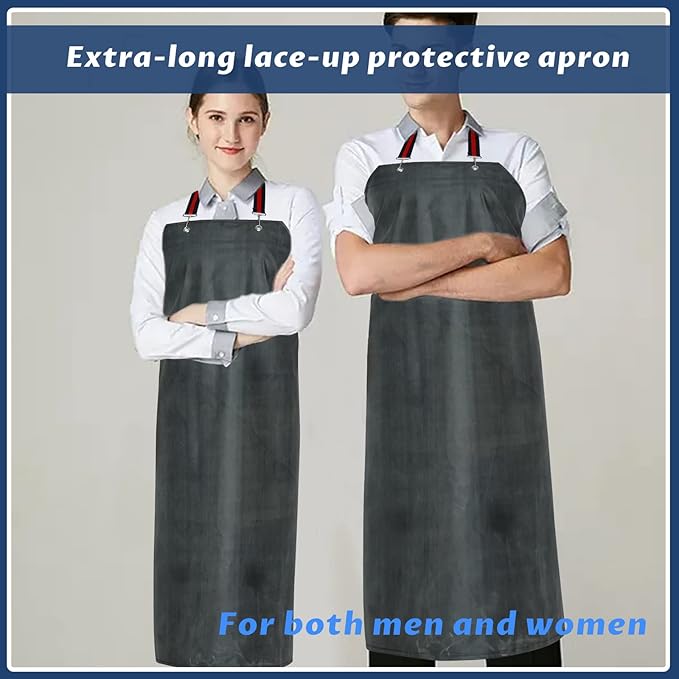Thick Rubber Apron,Professional Waterproof Chemical Oil Resistant Aprons for Dishwashing,Dog Grooming,Butcher(2 pack)