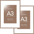 Homeforia A3 Picture Frame Mocha, High End Metal 11.7 x 16.5 inch Poster Frames with Mat 8.3 x 11.7 for Photo, A3 Size Frames Matted to A4 Print, 11.7x16.5 Wall Hanging Frame, Tempered Glass, Set of 2