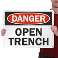 SmartSign "Danger - Open Trench" Sign | 18" x 24" Aluminum