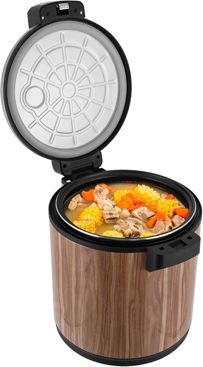 120 Cup Large Capacity Commercial Rice Cooker Warmer with Nonstick Inner Pot, Adjust Temper Soup Warmers Sushi Rice Warmer for Restaurant Party Family, Only Warm Function (Wood Grain Style)