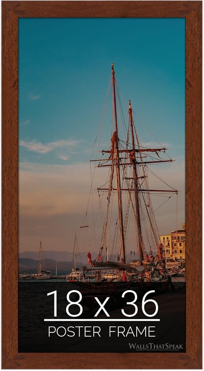 wallsthatspeak 18x36 Dark Walnut Rustic Pine Picture Frame for Puzzles Posters Photos or Artwork