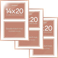 Homeforia 14x20 Double Diploma Frame, High End Metal 14 x 20 Rose Gold Certificate Frames with Mat for Two 8.5x11 Diplomas, 20x14 Dual Award Graduation Matted Frame, Tempered Glass, Wall Kit, Set of 3