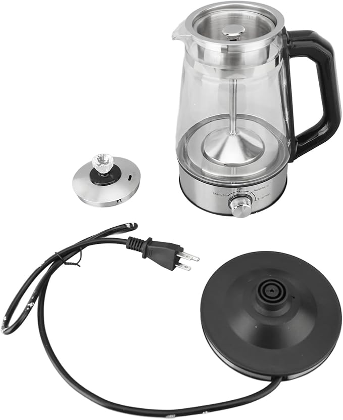 Electric Kettle, 1.2L Transparent Glass Electric Heat Preservation Electric Tea Kettle Tea Kettle Electric with Steam Spraying for Home Office