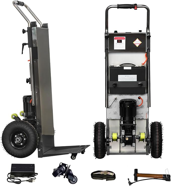 Electric Stair Climbing Hand Trucks Dolly Cart for Moving, 880lb Capacity Heavy Duty, with Folding Handle & Solid Wheel & Brakes