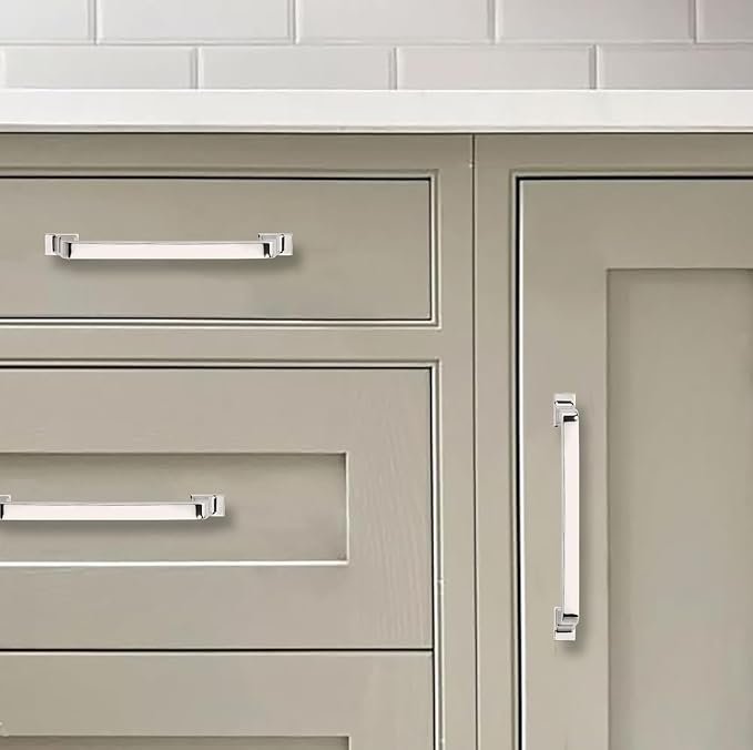 KHTUMEWARE 6 Pack 10 Inch Cabinet Handles - Polished Nickel Kitchen Pulls and Drawer Handles