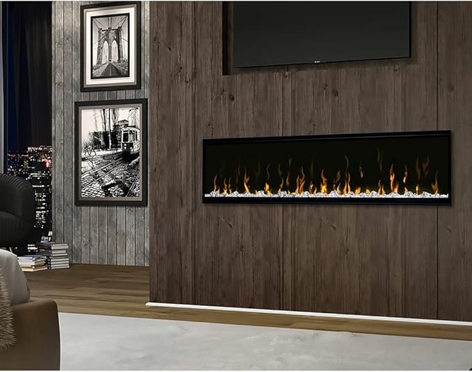 Dimplex IgniteXL 60 inch Built-in Linear Electric Fireplace with Driftwood and River Rock Accessories - Black, XLF60 & LF74DWS-KIT