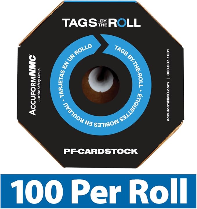 AccuformNMC 100 Tags by-The-Roll, Ladder Inspection Tags with Record, US Made OSHA Compliant, Waterproof PF-Cardstock, Resists Tears, 6.25"x3", TAR703