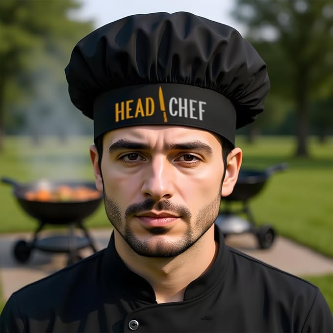 The Apron Place Adjustable Professional Chef Hats, Multiple Personalized Embroidered Designs to Choose from, Made in The USA