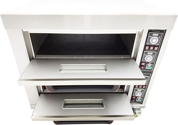 Commercial Movable Double-Decker Pizza Electric Oven Commercial Pizza Oven Countertop Multipurpose Indoor Pizza Oven 220V 13.2KW