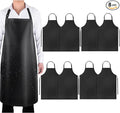 8 Pack Waterproof Rubber Vinyl Apron 40 Inch Chef Aprons for Men Heavy Duty Chemical Work Apron Extra Long Grilling Aprons with Adjustable Bib Apron for Dishwashing Lab Butcher Cooking Kitchen Black