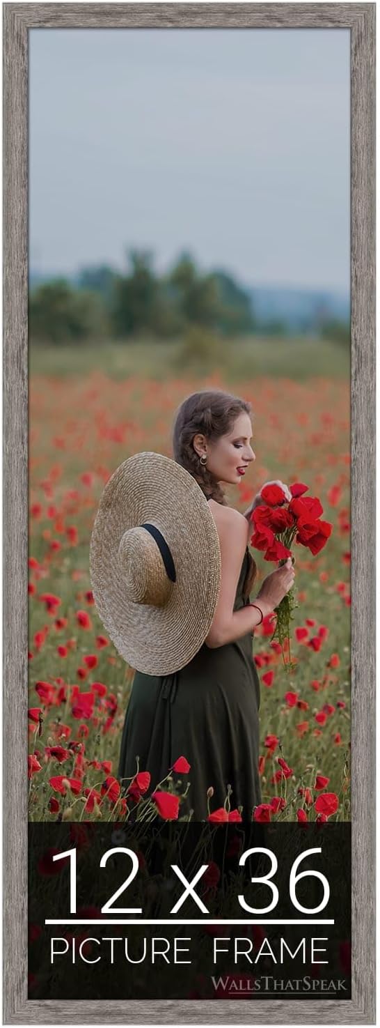 wallsthatspeak 12x36 Gray Barnwood Picture Frame for Puzzles Posters Photos or Artwork