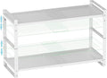 Expandable Shoe Rack Stackable Metal Pantry Storage Shelves Stand Adjustable Height Cabinet Shelf Organizer Racks Spice Shelving(2PACKS/WHITE,MEDIUM)
