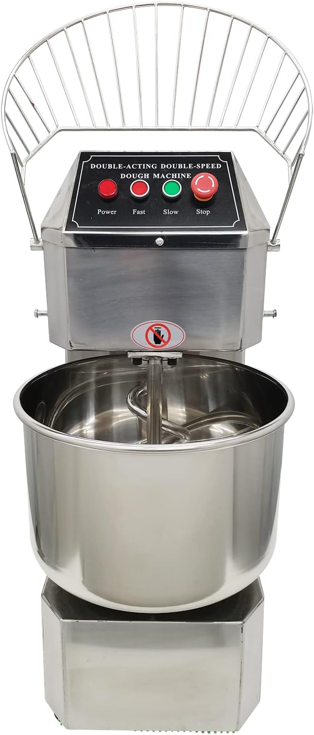 Commercial Stand Dough Mixer, 30L Dual Rotating Dough Blender Kneading Machine with 2 Speeds Adjustable, All Stainless Steel Dough Mixing Machine, Baking Equipment for Bakery Pizzeria