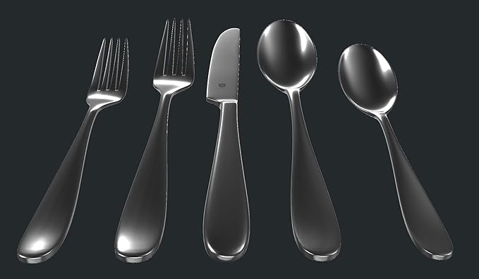 Matte Silverware Set, 18/10 Stainless Steel Satin Flatware, Modern Brushed Finish Cutlery, Dishwasher Safe & Durable, Built to Last (40-Piece, Fidenza)