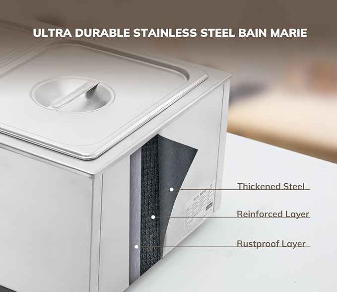 SYBO Commercial Grade Stainless Steel Bain Marie Buffet Food Warmer Steam Table for Catering and Restaurants (2 Sections)