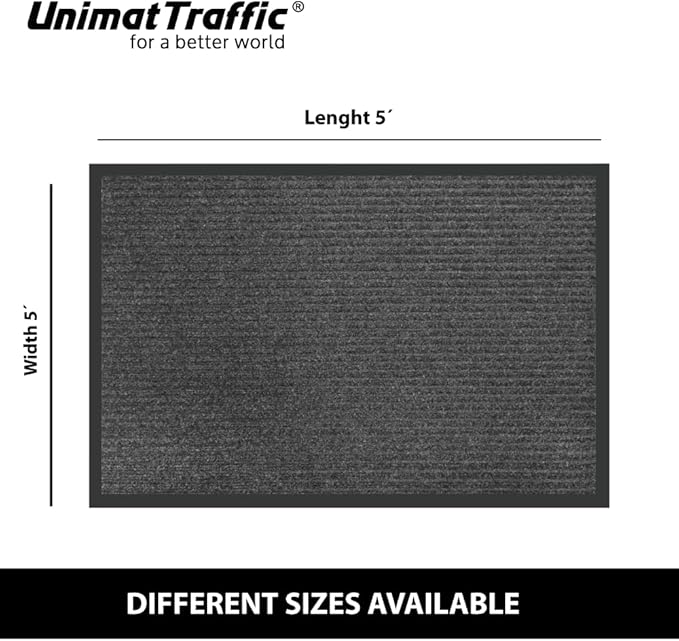 UNIMAT Traffic Guard Door Mat, 3´x 5´ (36” x 60”), Heavy Duty Waterproof Doormat, Stain and Fade Resistant Welcome Mats, Durable Rubber Backing, Low Profile Entryway Rug, Shoe and Boot Scraper.