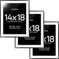 Homeforia 14x18 Picture Frame Black, High End Metal 14x18 Poster Frames with Mat 12x16 for Photo, 14 x 18 Black Frame Matted to 12 x 16 inch Print, 18x14 Thin Frame, Tempered Glass, Wall Kit, Set of 3