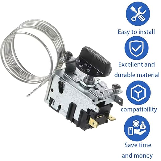 Upgraded 988284 Refrigerator Thermostat Temperature Control Kit Compatible for True Refrigerators800382 077B6856 Freezer Thermostat， Fit for TSSU, TUC, TWT, TPP, GDM, GEM,TBB, TCM, TDD, TGU, TGW, TMC