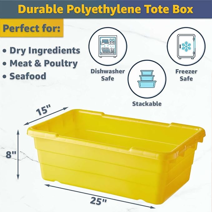 19"x26"x32" Mobile Aluminum Lug Rack with 2 Yellow Meat Lugs / Tote Boxes - NSF Heavy-Duty Commercial Storage Cart, Portable Aluminum Utility Rack with Casters for Kitchen, Restaurant, or Food Prep