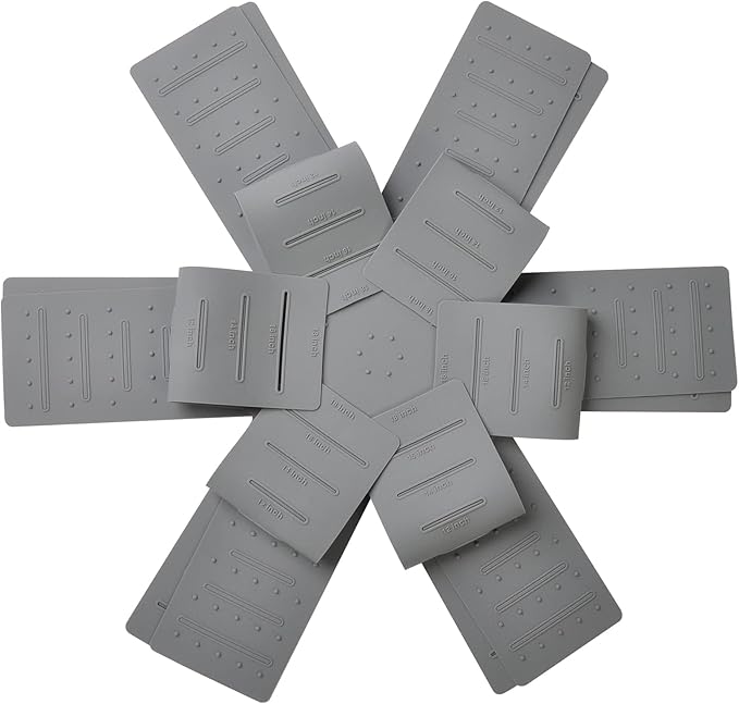 Pot & Pan Protectors, 3-Piece Silicone Cookware Protector Pad, Stacking Pan Protector. It Has a Unique Opening and Fixing Design That Can be Used to Protect and Separate Pots and Pans-Grey